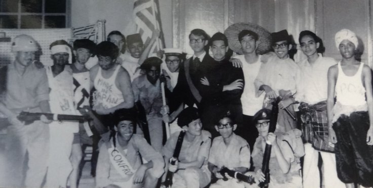 Malaysia Day Celebrations, 1964: L to R, Cadets in uniform Rohmat, Bala, Chan Shelt Tsong, Hakim and Ho Tew Hong